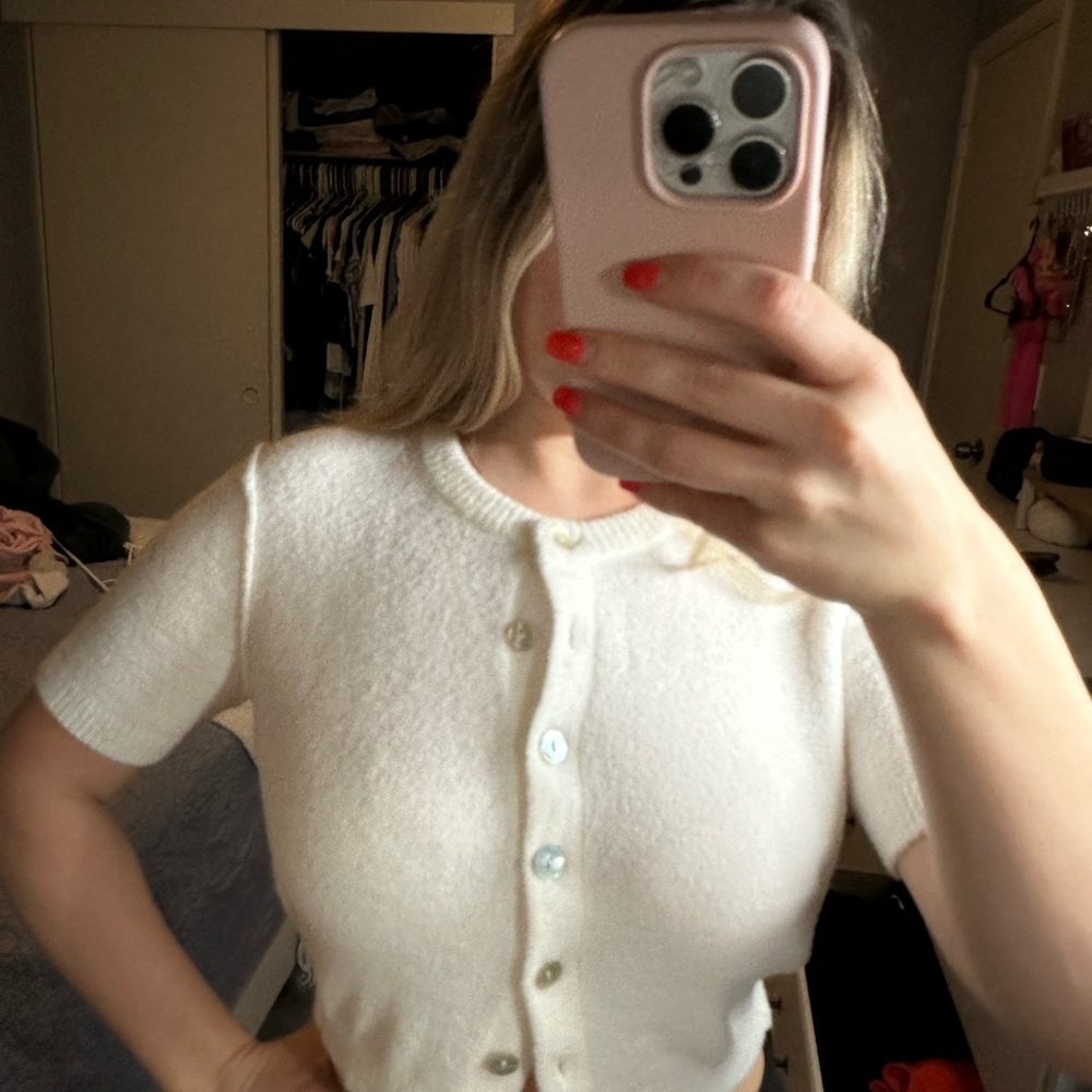 Wilfred Ivory Button-Down Knit Top